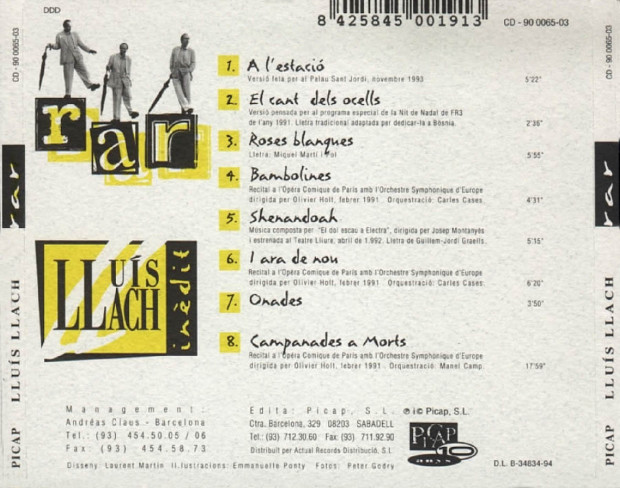 Lluis Llach 4ème de couverture pochette Rar