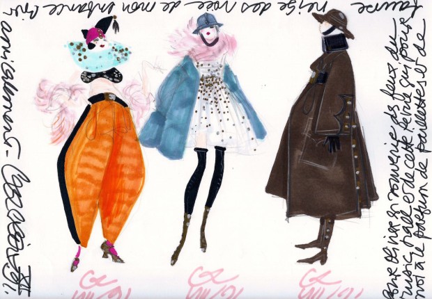 Costumes La Vie Parisienne - Croquis Christian Lacroix, collection privée O.Bénézech